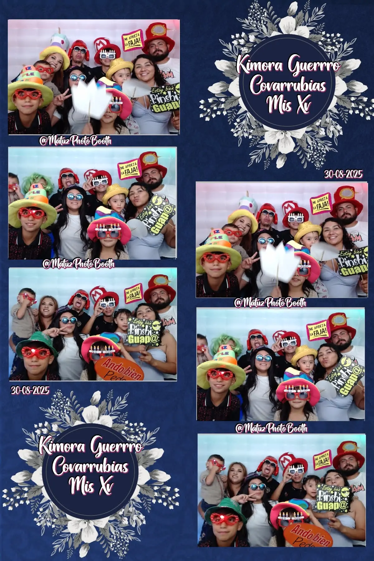 Recuerdos de los XV años de Kimora con invitados y accesorios