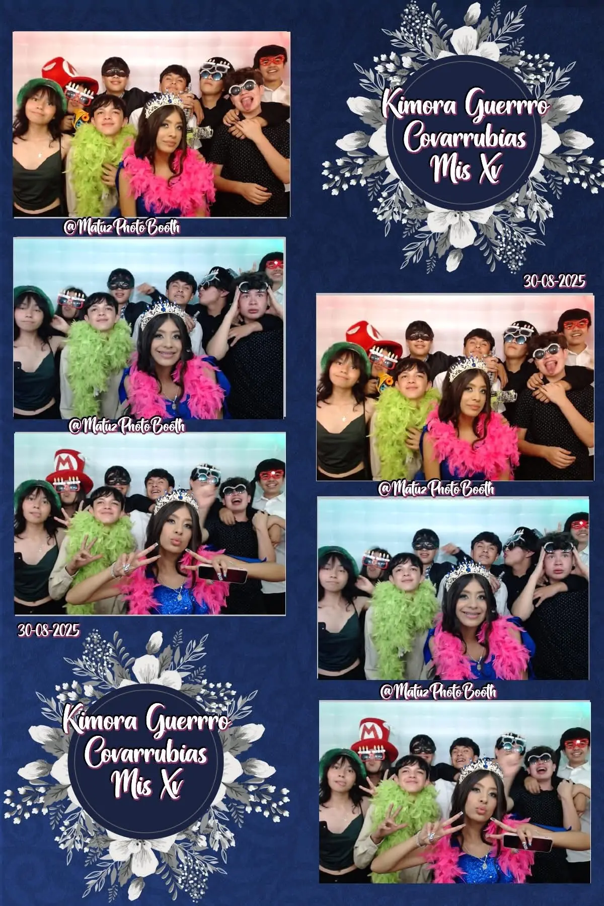 Familia y amigos celebrando los XV años de Kimora Guerrero Covarrubias